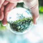 close up photo of person holding lensball